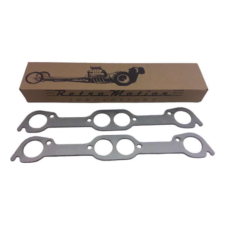 Graphite Pontiac V8 Round Port Exhaust Gasket Set - Gasket - RetroMotion Innovations - 2
